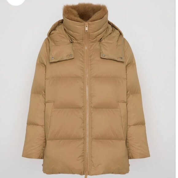 Yves Salomon A Line Down Jacket w/Fox Fur Hood Puffer Jacket NWT - Picture 6 of 14